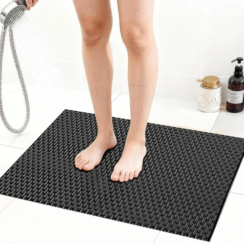 Miniatura 24 de Alfombrilla de ducha extra grande antideslizante, alfombrilla de baño de PVC de secado rápido y para bañera, diseño con agujeros de drenaje