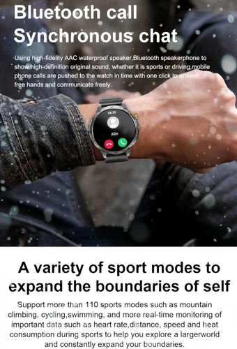Miniatura 7 de Reloj inteligente militar, pantalla AMOLED ultra clara de 1.75 pulgadas, monitor de frecuencia cardíaca de oxígeno en sangre Spo2, batería de 730