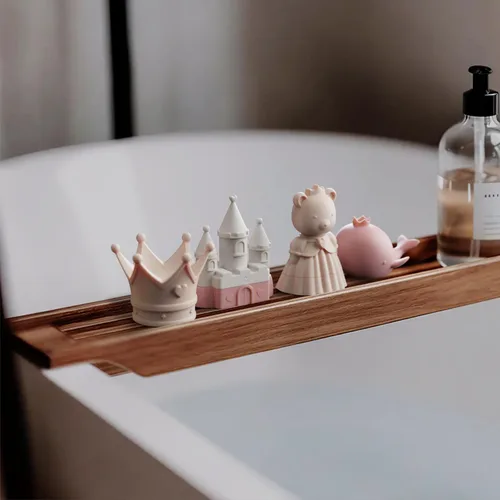Miniatura 9 de MarcZero Juguetes de Baño de Silicona Princesa 8 Piezas para Niños Pequeños Niños Bebés, Juguetes de Agua para Bañera, Conjunto de Juguetes de Rosa