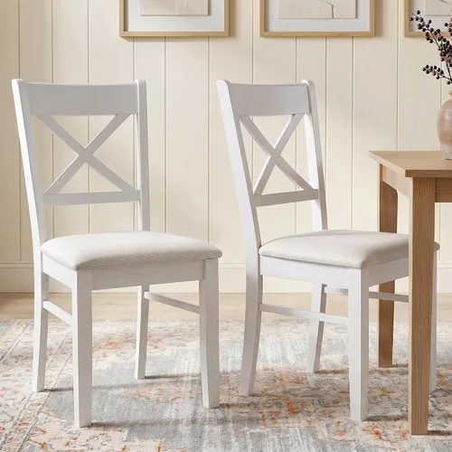 Miniatura 12 de HOMCOM - Juego de 2 sillas de comedor tapizadas con marco de madera de caucho, asiento acolchado y respaldo de listones para sala de estar, comedor
