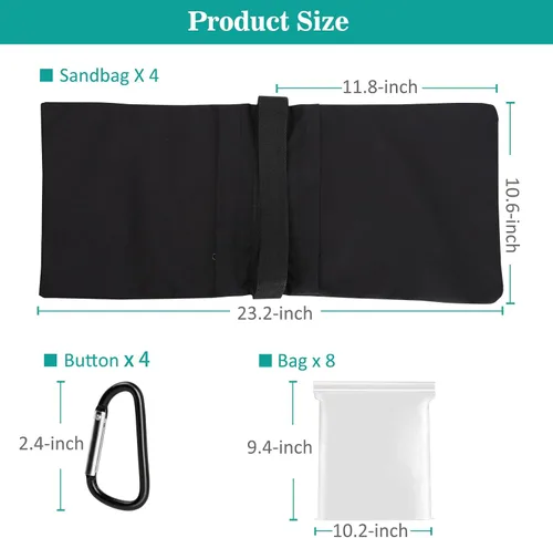 Miniatura 5 de Paquete de 2 bolsas de arena con peso para soporte ligero, soporte de fotografía y video, alforjas resistentes para soporte de fondo, trípode