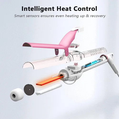 Miniatura 4 de ORYNNE Varita rizadora digital de cerámica de 1 pulgada de largo con apagado automático y doble voltaje para todo tipo de cabello, calentamiento