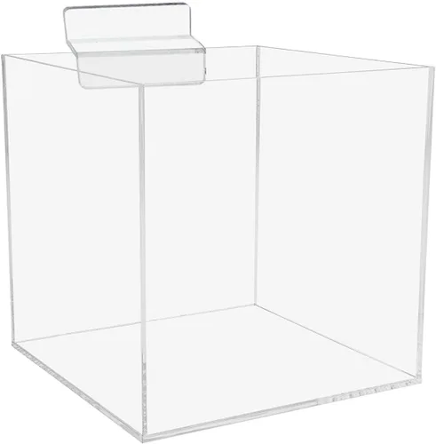 Marketing Holders Slatwall - Organizador de almacenamiento de mercancías de acrílico transparente de 4 pulgadas, caja de volquete de productos a