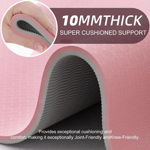 Miniatura 5 de UMINEUX Esterilla de yoga extra gruesa de 1/3 y 2/5 pulgadas antideslizante para mujeres, respetuosa con el medio ambiente, tapete de ejercicio