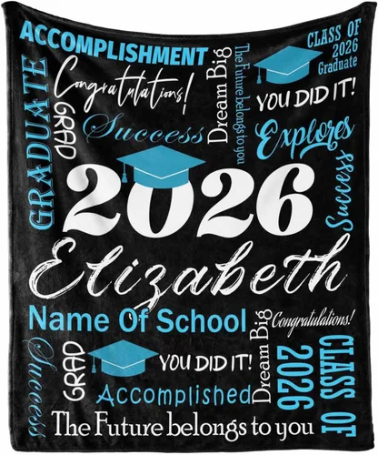 Miniatura 9 de Manta personalizada de graduación 2025 para regalo de graduación de graduado, nombre personalizado de graduado y manta escolar, manta suave y ligera