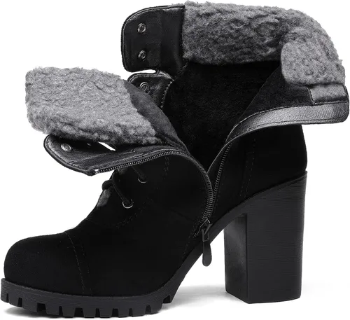 Miniatura 3 de DREAM PAIRS Botas con cordones para mujer, tacón alto grueso, botines