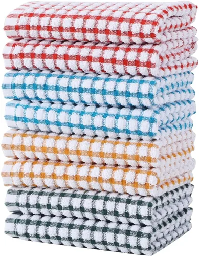 Miniatura 12 de Oeleky Paños de cocina 100% algodón para lavar platos, trapos de cocina de 12 x 12 pulgadas, paños de cocina absorbentes, paquete de 8, paños