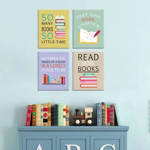 Miniatura 3 de CHDITB Divertidas impresiones artísticas con citas de lectura, juego de 6 marcos motivacionales positivos para leer más, póster para lectores