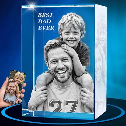 Miniatura 30 de ArtPix - Foto 3D de cristal de alta calidad, regalos para papá, mujeres, esposa, ella, abuelo, gran regalo personalizado con tu propia foto, grabado