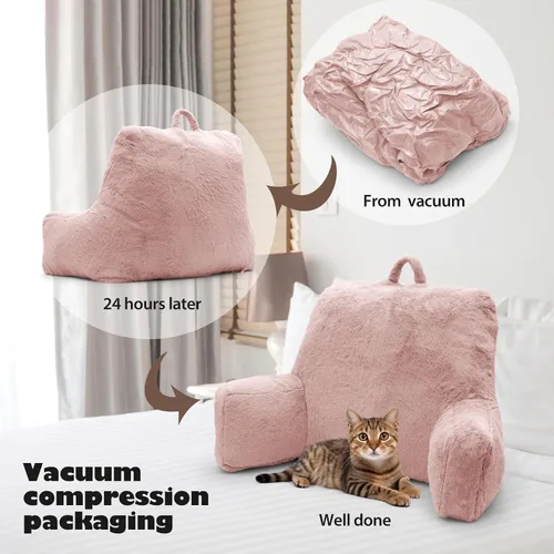 Miniatura 5 de Almohada de Lectura Grande para Cama, Almohada de Respaldo con Brazos, Soporte de Espalda para Sentarse en la Cama, Sofá para Respaldo de Rosa