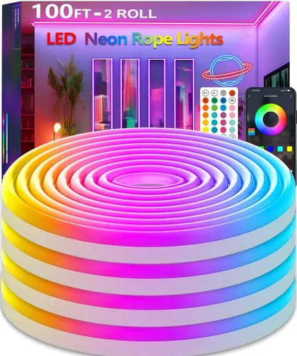 Miniatura 12 de Cuerda de luces de neón de 20 pies, cuerda de luces LED flexible con aplicación/control remoto, múltiples modos de luces de cuerda, IP65 impermeable