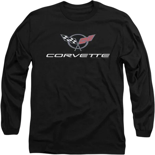 Popfunk Camiseta clásica de manga larga con logotipo de coche GM de Chevy Corvette Chevrolet Vintage