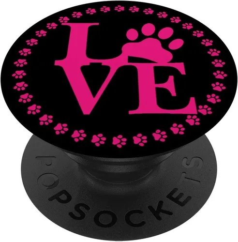Diseño de pata de perro con diseño de pata de amor, color negro y rosa