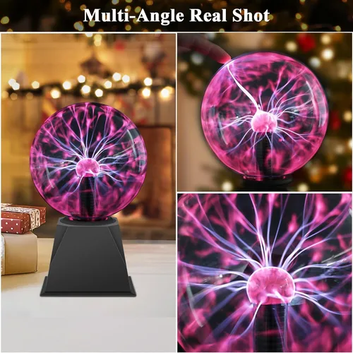 Miniatura 8 de DELIPOP Bola de plasma de 8 pulgadas, luz roja con cable enchufable, lámpara de bola de plasma mágica, luz de discoteca sensible al tacto y al