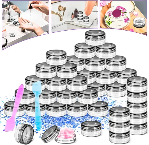 Miniatura 6 de 100 paquetes de botes de plástico de 3 g con tapas, botes de cosméticos redondos transparentes de 3 ml, botes de maquillaje de 3 gramos