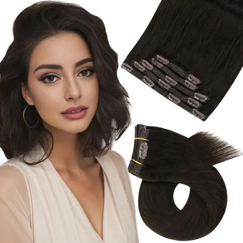 Miniatura 88 de Moresoo Extensiones de cabello humano Remy con clip, color rubio platino, extensiones de cabello humano real de doble trama, color rubio #60, 18