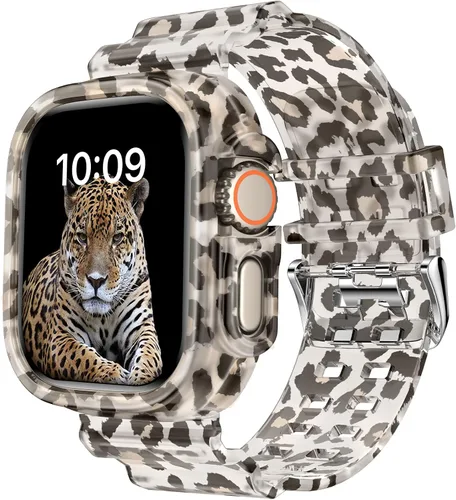 Miniatura 83 de DABAOZA - Correa compatible con Apple Watch de 49 mm, 46 mm, 45 mm, 44 mm, 42 mm, 41 mm, 40 mm, 38 mm, con protector, correa de TPU brillante
