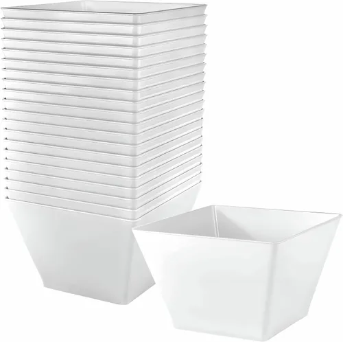 Miniatura 8 de Lillian Tablesettings Cuencos cuadrados de plástico negro, 8 onzas, pequeños cuencos desechables para aperitivos, postres y salsas, pesado, sin BPA