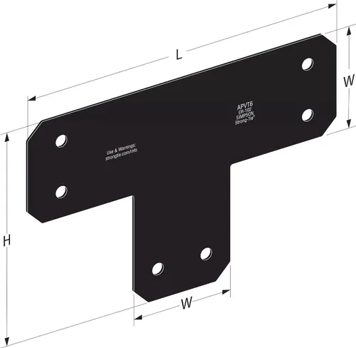 Miniatura 6 de Simpson Strong-Tie APVT6 Outdoor Accents Avant Collection ZMAX, correa en T negra con recubrimiento en polvo para 6x6 (paquete de 8)