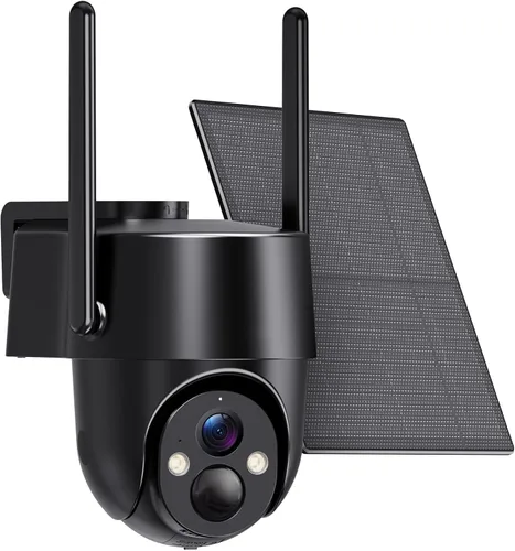 Cámara de seguridad solar 4G LTE, cámara inalámbrica para exteriores con tarjeta SIM, visión nocturna a color 2K, vista panorámica de 360°,