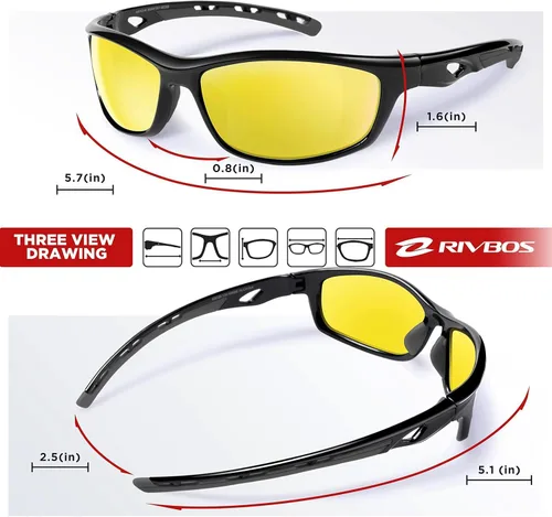 Miniatura 5 de RIVBOS Sunglasses for Men Women Polarized UV Protection Sports Fishing Driving Shades Cycling RB833