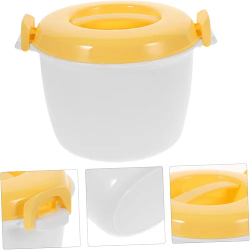 Miniatura 8 de Hemoton Mini microondas microondas arrocera olla olla de alimentos recipiente de vapor cocina con tapa portátil microondas utensilios de cocina