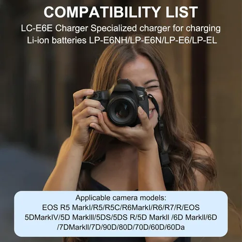 Miniatura 2 de Cargador de batería LC-E6 LC-E6E LP-E6N para Canon EOS R R5 R6 5D Mark II 5D Mark III 5D Mark IV 5DS 5DS R 6D 6Da 6D Mark II 7D 7D Mark II 60DA 60D