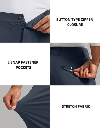Miniatura 5 de Soothfeel Pantalones de golf para hombre con 5 bolsillos, ajustados, elásticos, casuales, de viaje, pantalones de trabajo para hombre