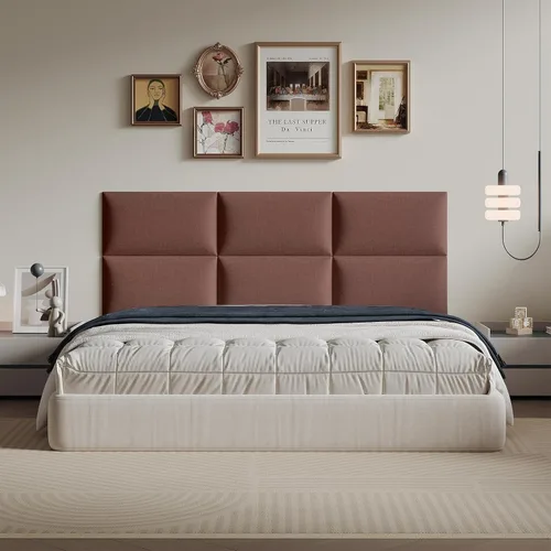 Miniatura 10 de Cabecero de palo color beige - Juego de 6 paneles montados en la pared para camas tamaño Queen, 61 x 30 cm, cabecero decorativo de fácil instalación
