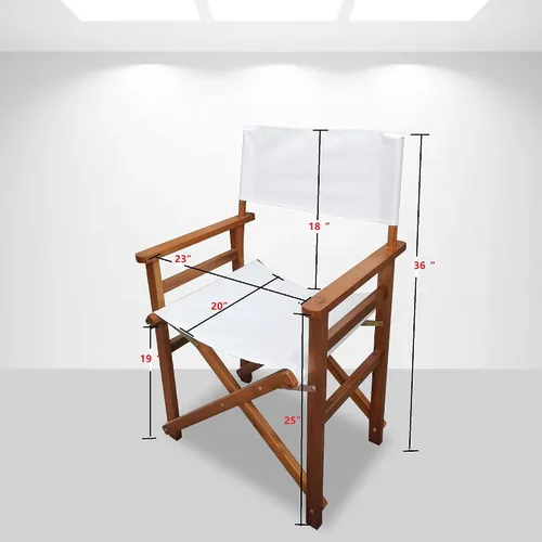 Miniatura 2 de Juego de 2 sillas plegables de director de 19 pulgadas, altura clásica, marco de madera natural con lona blanca Marco natural - lienzo blanco