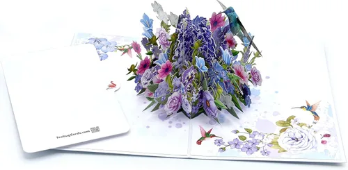 Miniatura 5 de Teabug Cards Floral Symphony: A Hummingbird Pop-Up Tarjeta de felicitación, tarjeta de cumpleaños, tarjeta del día de la madre, todas las ocasiones