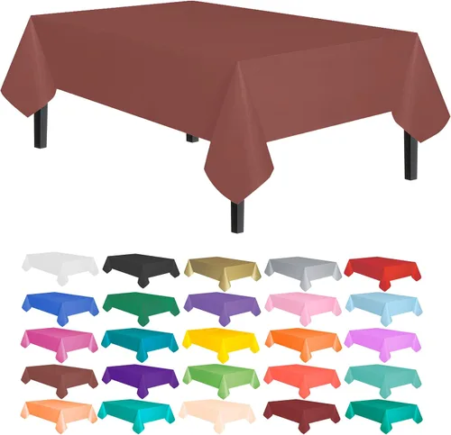 allgala Mantel desechable a prueba de agua, paquete de 6 manteles de 54 x 108 pulgadas, marrón, para fiestas, cumpleaños, bodas, picnic, fiestas,