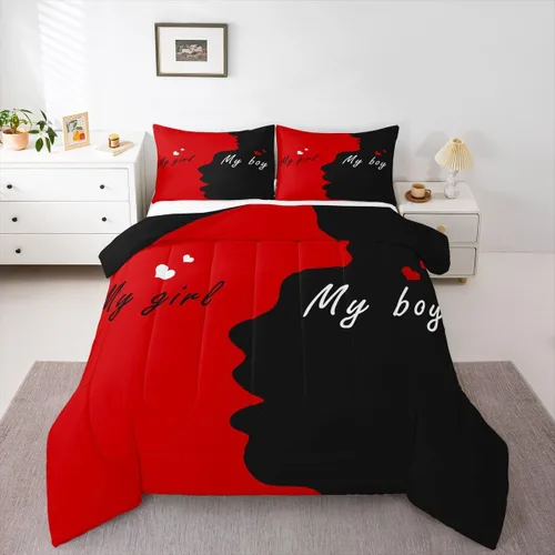 Miniatura 10 de Erosebridal Juego de edredón para parejas, juego de ropa de cama tamaño individual con lentejuelas doradas con purpurina dorada, edredón acolchado