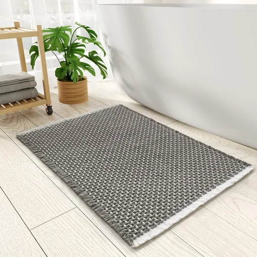 PADOOR Alfombra de baño a cuadros, superabsorbente, antideslizante, alfombras de baño para el piso del baño, 3D, tejido de dos tonos, alfombra de