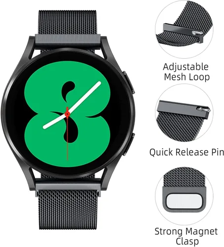 Miniatura 3 de JKD Banda Magnética de Metal Compatible con Samsung Galaxy Watch 7 Banda, Galaxy Watch 6 5 4 FE 40mm 44mm/5 Pro 45mm/Watch 6 4 Classic/Active 2