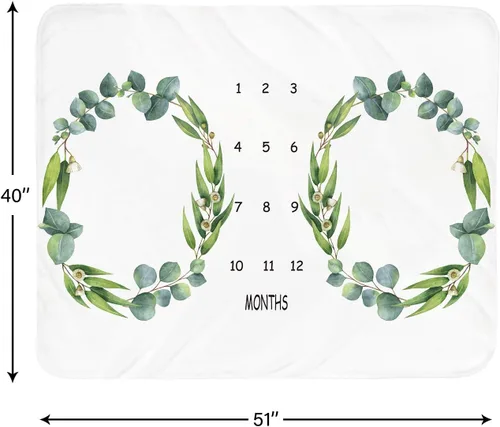Miniatura 2 de Tebaby Manta mensual de hitos para bebé, manta de mes para recién nacido, unisex, neutro, regalo personalizado para ducha, decoración de habitación