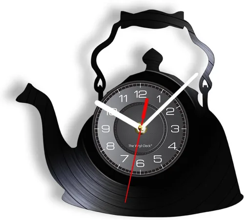 Reloj de pared de 12 pulgadas, estilo vintage, moderno, para cocina, tetera, decoración de pared, tetera, decoración de pared, tetera, disco de