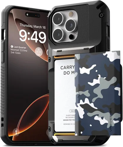 Miniatura 60 de VRS DESIGN Damda Glide Pro - Funda para iPhone 13 Pro, resistente funda semiautomática [4 tarjetas] con soporte para ranura para tarjetas compatible