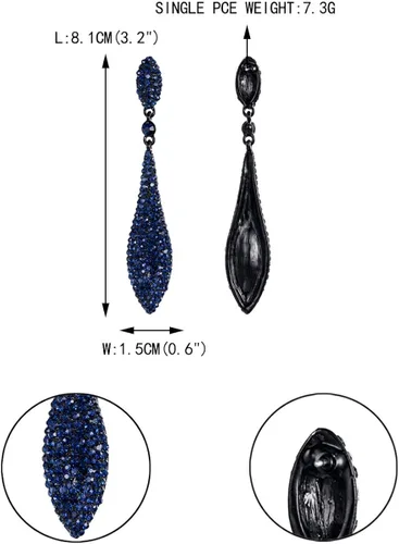 Miniatura 4 de EVER FAITH - Aretes largos de cristal austriaco para mujer, diseño de doble gota