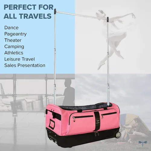 Miniatura 5 de Travolution Dance Bag with Garment Rack, 28 Inch Rolling Duffel With Wheels, Ideal for Competitions & Travel, Easy-assembly Lightweight Aluminum