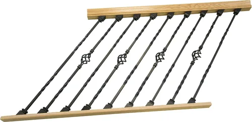 Sección de barandal de escalera DIY, ángulo ajustable, con balustres metálicos negros (doble giro, una cesta)