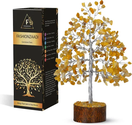 Miniatura 12 de FASHIONZAADI - Árbol de cristal de cuarzo rosa, decoración de feng shui con gemas en alambre plateado, decoración de piedras curativas de chakra
