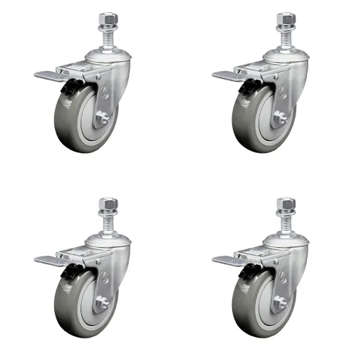Miniatura 44 de Rueda giratoria de poliuretano con vástago roscado con rueda gris de 3 x 1.25 pulgadas y vástago de 1/2 pulgada - Capacidad de 300 libras/ruedas