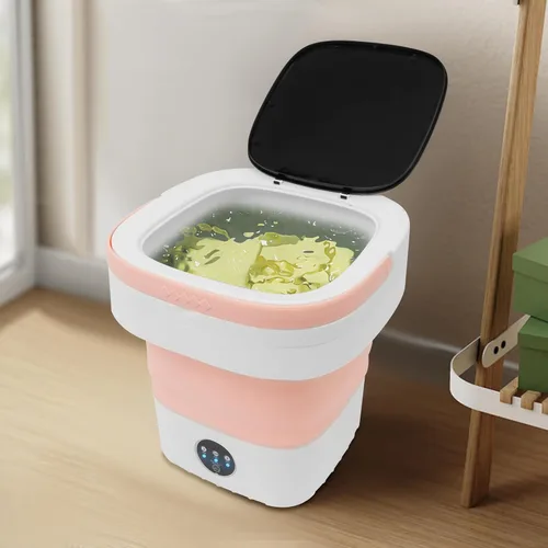 Mini lavadora portátil de 12 L, lavadora plegable y secadora giratoria con cesta de drenaje, lavadora eléctrica plegable para apartamentos, camping,