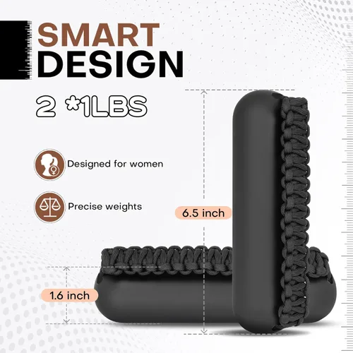 Miniatura 2 de Hikeen - Juego de pesas de mano para mujeres y hombres, mancuernas suaves de 2 (1lb, 2lbs o 3lbs), peso para caminar con correa para manos