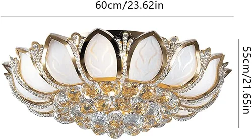Miniatura 2 de Lámpara LED de montaje empotrado, lámpara de loto de 110 V, candelabro dorado de lujo, lámpara de techo moderna con luz LED, luz suave, luz de techo
