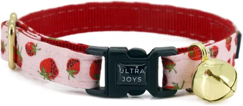 Ultra Joys Collar de gato con campanas - Separable para gatitos y gatos - Fresa Pequeño Solo cuello de fresa