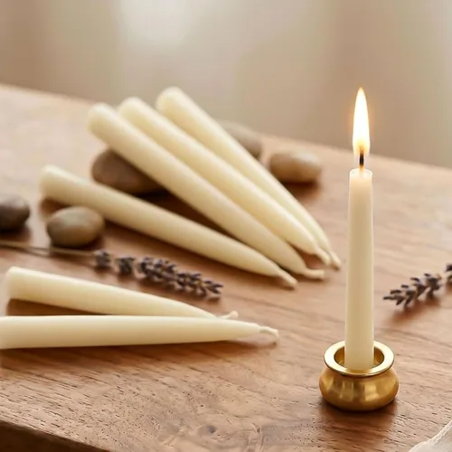 Miniatura 13 de Velas de meditación de cera de abeja de 20 minutos, paquete de 12 velas de cera de abeja con portavelas de latón, mini velas de oración de cera