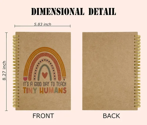 Miniatura 5 de Knibeo Cuaderno de arcoíris para profesores, los mejores regalos para profesores, cuaderno de papel kraft, cuaderno encuadernado en espiral bohemio