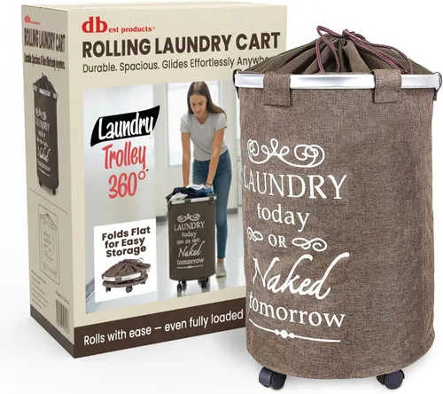 Miniatura 12 de dbest products Carrito de lavandería grande Gris